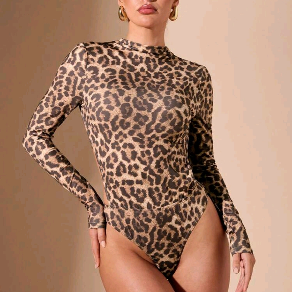 Leopard Print Long Sleeve Bodysuit